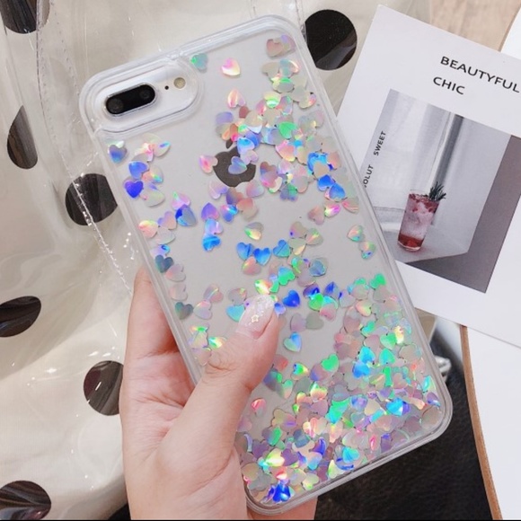 Accessories - NEW Holo Silver LIquid Heart Case